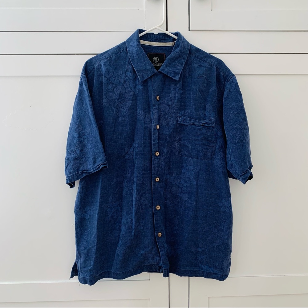 Jamaica Jaxx Silk Blue Hawaii Shirt Size Large